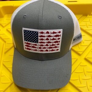 Columbia White Mesh PFG Trucker Hat